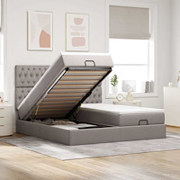 vidaXL Ottoman sängram med madrasser taupe 160x200 cm tyg
