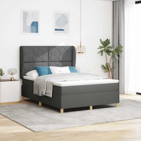 vidaXL Sänggavel Säng med Madrass Mörkgrå 90x190 cm Tyg Mörkgrå