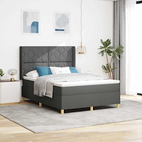 vidaXL Resårsäng med madrass med huvudgavel Mörkgrå 140 x 190 cm tyg