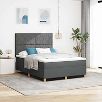 vidaXL Bäddfjäder med madrass med huvudgavel Mörkgrå 140 x 190 cm tyg