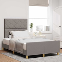 vidaXL Sängram med huvudgavel Taupe 120 x 190 cm tyg