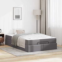 vidaXL Sängram med madrass Grå 120 x 190 cm Konstläder