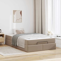 vidaXL Sängram med madrass Cappuccino 120 x 190 cm Konstläder