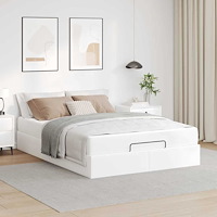 vidaXL Sängram med madrass med madrass Ren vit 140 x 190 cm Konstläder