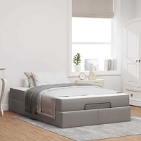 vidaXL Sängram med madrass Taupe 120 x 200 cm tyg