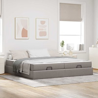 vidaXL Sängram med lagring Taupe 200 x 200 cm tyg
