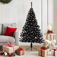 vidaXL Konstgjord Förbelyst Julgran Svart 150 cm PVC