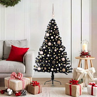 vidaXL Konstgjord Förbelyst Julgran Svart 150 cm PVC