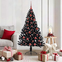vidaXL Konstgjord Förbelyst Julgran Svart 150 cm PVC