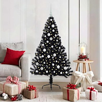 vidaXL Konstgjord Förbelyst Julgran Svart 150 cm PVC
