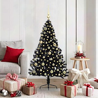 vidaXL Konstgjord Förbelyst Julgran Svart 150 cm PVC