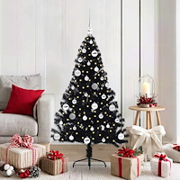 vidaXL Konstgjord Förbelyst Julgran Svart 150 cm PVC