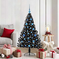 vidaXL Konstgjord Förbelyst Julgran Svart 150 cm PVC