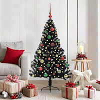 vidaXL Konstgjord Förbelyst Julgran Svart 150 cm PVC