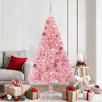 vidaXL Konstgjord Förbelyst Julgran med 300 LED-lampor Rosa 180 cm PVC