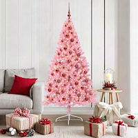 vidaXL Konstgjord Förbelyst Julgran med 300 LED-lampor Rosa 180 cm PVC