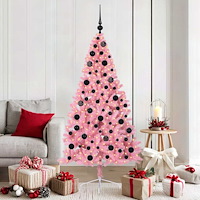 vidaXL Konstgjord Förbelyst Julgran med 300 LED-lampor Rosa 180 cm PVC