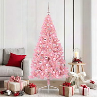 vidaXL Konstgjord Förbelyst Julgran med 300 LED-lampor Rosa 180 cm PVC