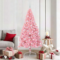 vidaXL Konstgjord Förbelyst Julgran med 300 LED-lampor Rosa 180 cm PVC