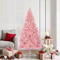 vidaXL Konstgjord Förbelyst Julgran med 300 LED-lampor Rosa 180 cm PVC