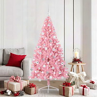 vidaXL Konstgjord Förbelyst Julgran med 300 LED-lampor Rosa 180 cm PVC