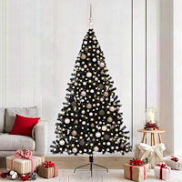 vidaXL Konstgjord Förbelyst Julgran Svart 210 cm PVC
