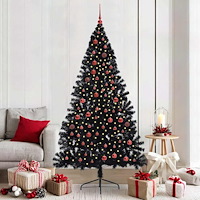 vidaXL Konstgjord Förbelyst Julgran Svart 210 cm PVC