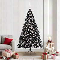 vidaXL Konstgjord Förbelyst Julgran Svart 210 cm PVC