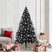 vidaXL Konstgjord Förbelyst Julgran Svart 210 cm PVC