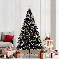 vidaXL Konstgjord Förbelyst Julgran Svart 210 cm PVC