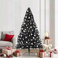 vidaXL Konstgjord Förbelyst Julgran Svart 210 cm PVC