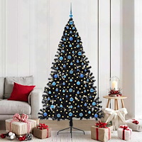 vidaXL Konstgjord förbelyst julgran Svart 210 cm PVC