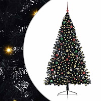 vidaXL Konstgjord Förbelyst Julgran Svart 210 cm PVC