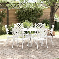vidaXL Trädgårdsmöbelset 7 pcs Vit Aluminium