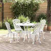 vidaXL Trädgårdsmöbelset 5 pcs Vit Aluminium