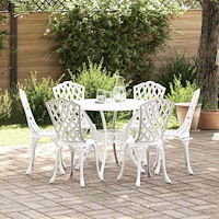 vidaXL Trädgårdsmöbelset 7 pcs Vit Aluminium