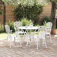 vidaXL Trädgårdsmöbelset 5 pcs Vit Aluminium