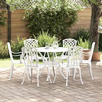 vidaXL Trädgårdsmöbelset 7 pcs Vit Aluminium