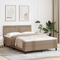 vidaXL Bäddfjäder med madrass Cappuccino 160 x 200 cm Konstläder