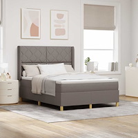 vidaXL Bäddfjäder med LED-ljusslingor Taupe 140 x 200 cm tyg
