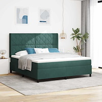 vidaXL Bäddfjäder med LED-ljusslingor Mörkgrön 180 x 200 cm Sammet