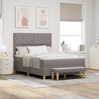vidaXL Bäddfjäder med kudde med huvudgavel Taupe 200 x 140 cm tyg
