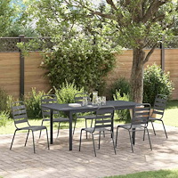 vidaXL Trädgårdsmöbelset 7 pcs Antracit Pulverlackerad stål