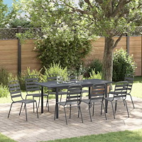 vidaXL Trädgårdsmöbelset 9 pcs Antracit Pulverlackerad stål