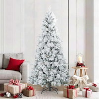 vidaXL Konstgjord Vikbar Julgran Snö Flocked med stativ Vit 210 cm