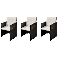 vidaXL Trädgårdsstolar 3 pcs Brun 56 x 52 x 87 cm Poly rattan