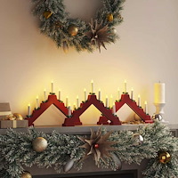 vidaXL Jul ljusbrygga 3 pcs Röd 39.5 x 5 x 29 cm Massiv furu