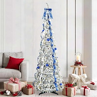 vidaXL Konstgjord julgran med 200 LED-lampor Grön 210 cm PVC