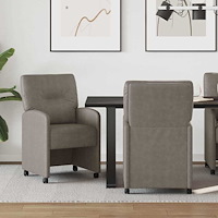 vidaXL Matstolar med hjul 2 pcs Grå 57 x 67 x 95 cm Konstläder