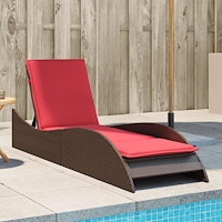 vidaXL Solsäng med dyna brun 60x205x73 cm konstrotting